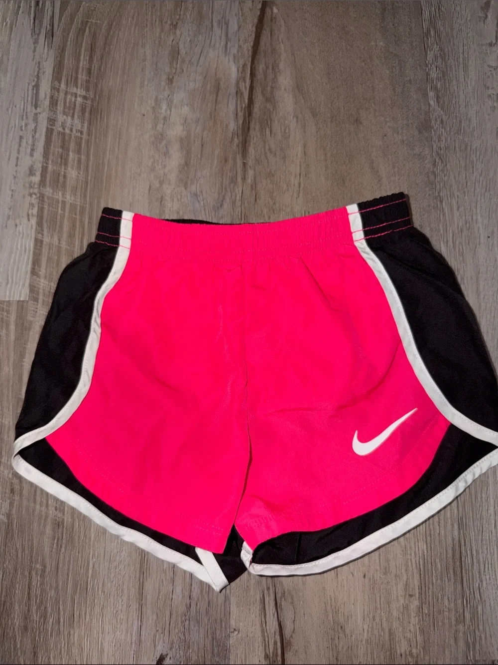 Nike Girls Bright Pink Athletic Shorts with Black and White Trim